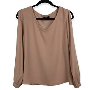 DREW Split Open Sleeve Blouse in Nude Blush